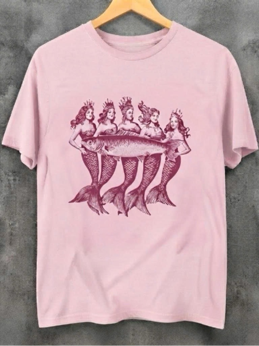 Pink Mermaid Crew Graphic Gildan Shirt